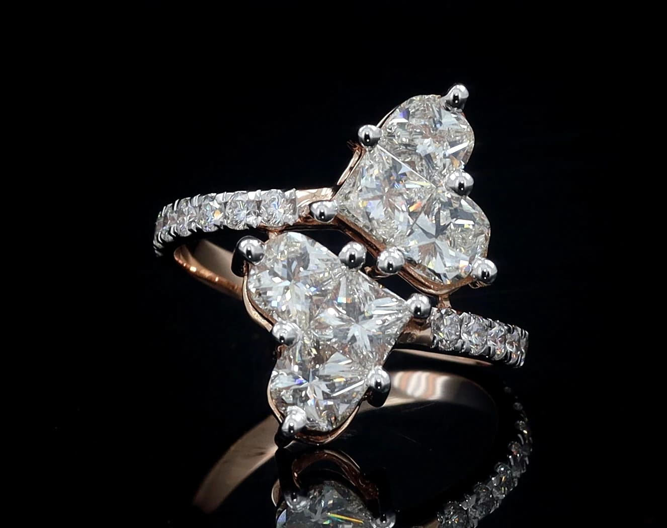 Double Heart Piecut Ring