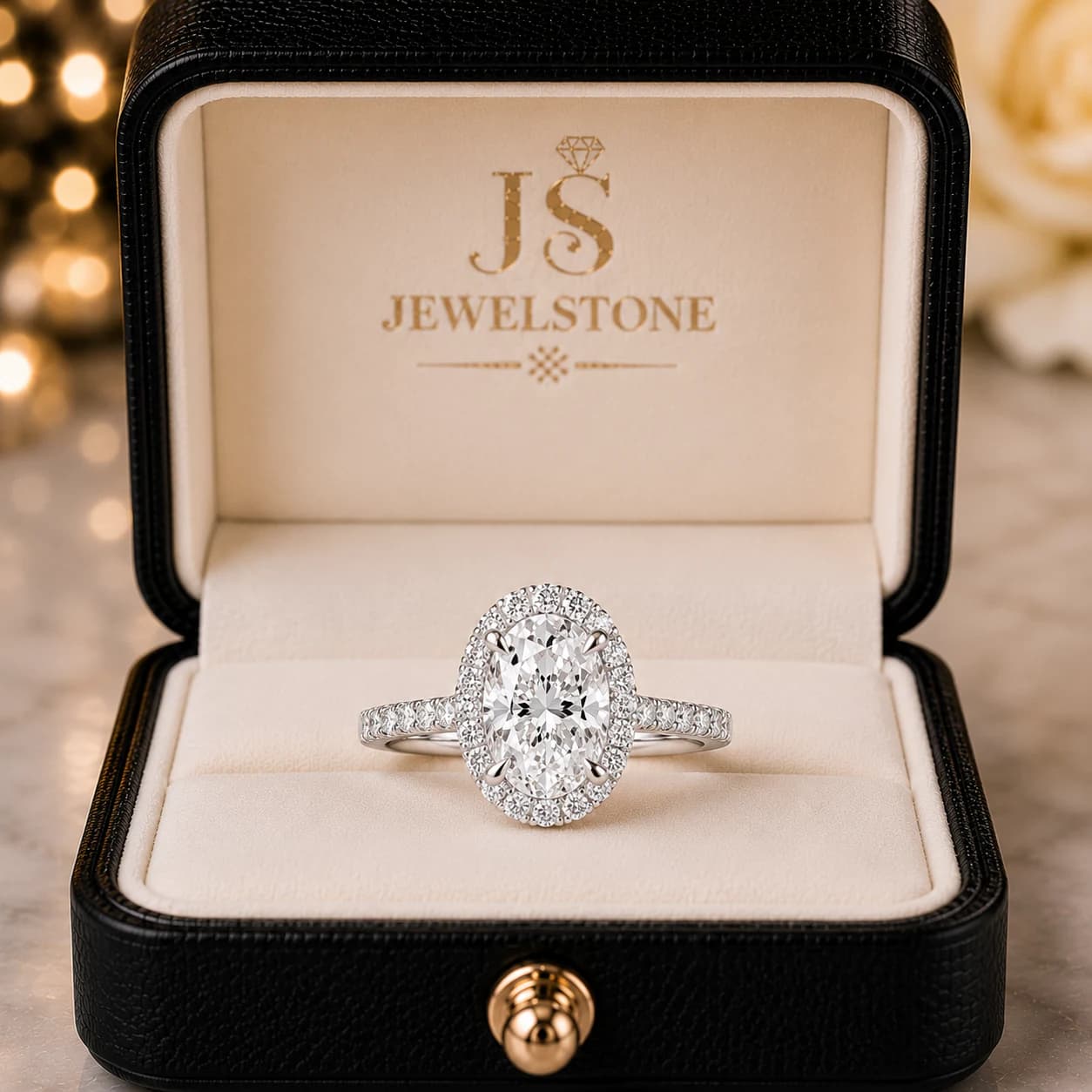 Hidden Halo Oval Ring