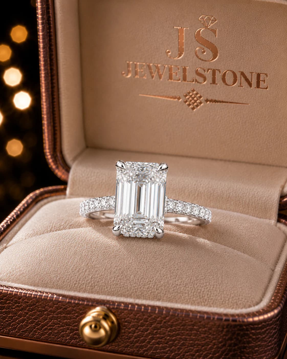 Emerald Hidden Halo Ring