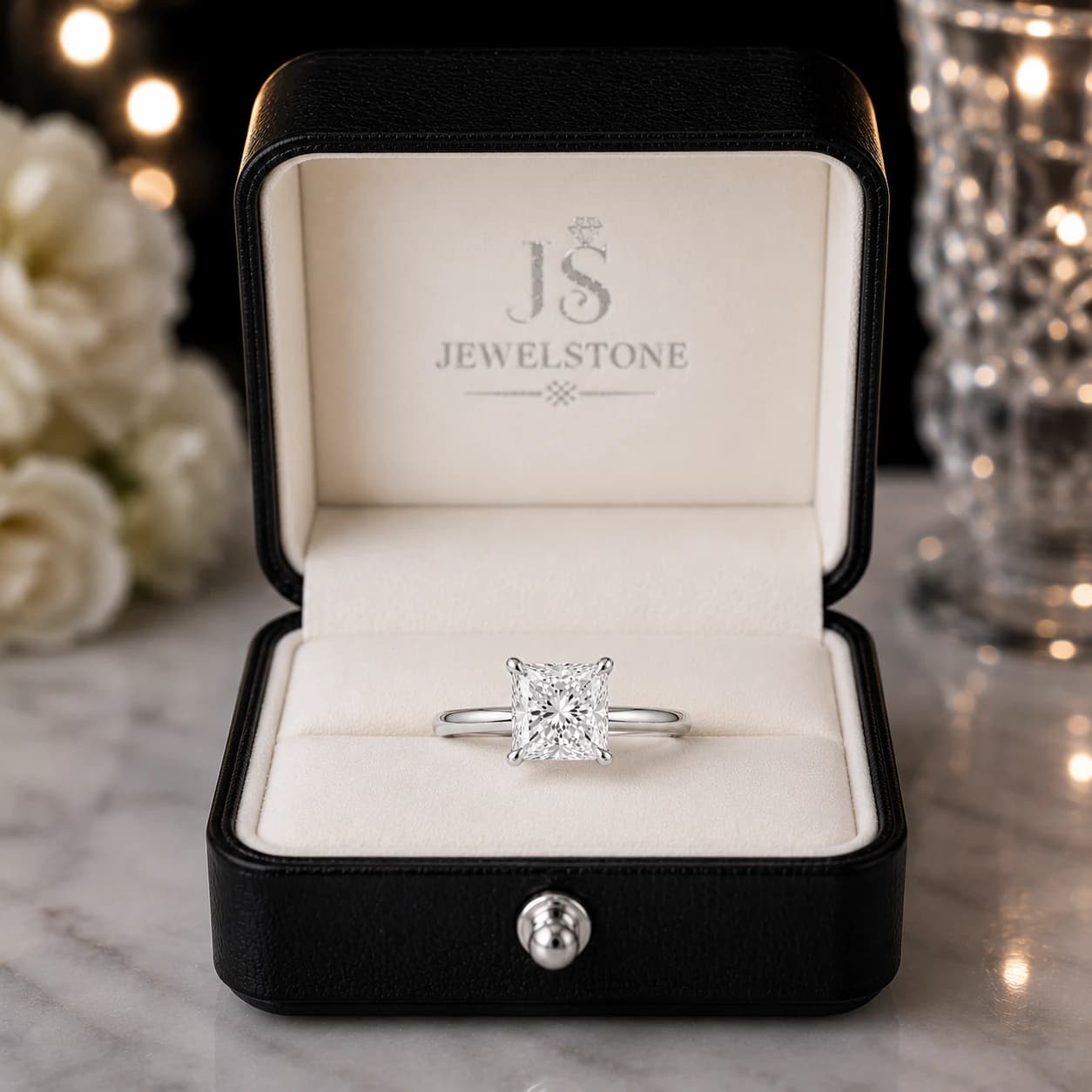 12CT Princess Solitaire Ring