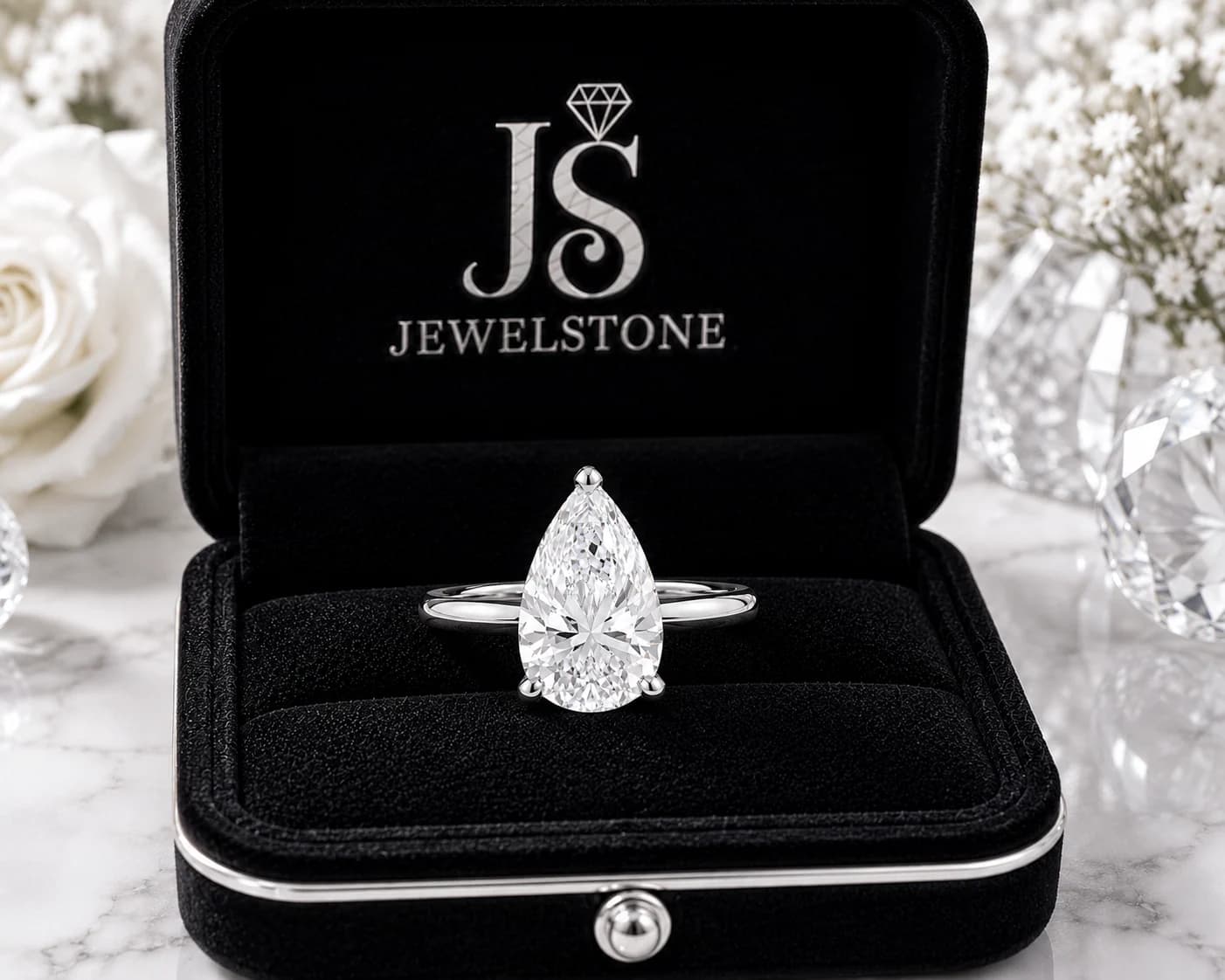 3CT Pear Solitaire Ring