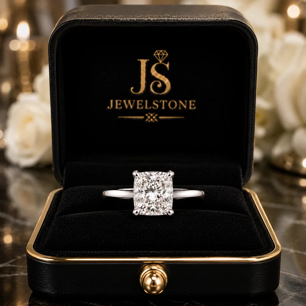8CT Cushion Solitaire Ring